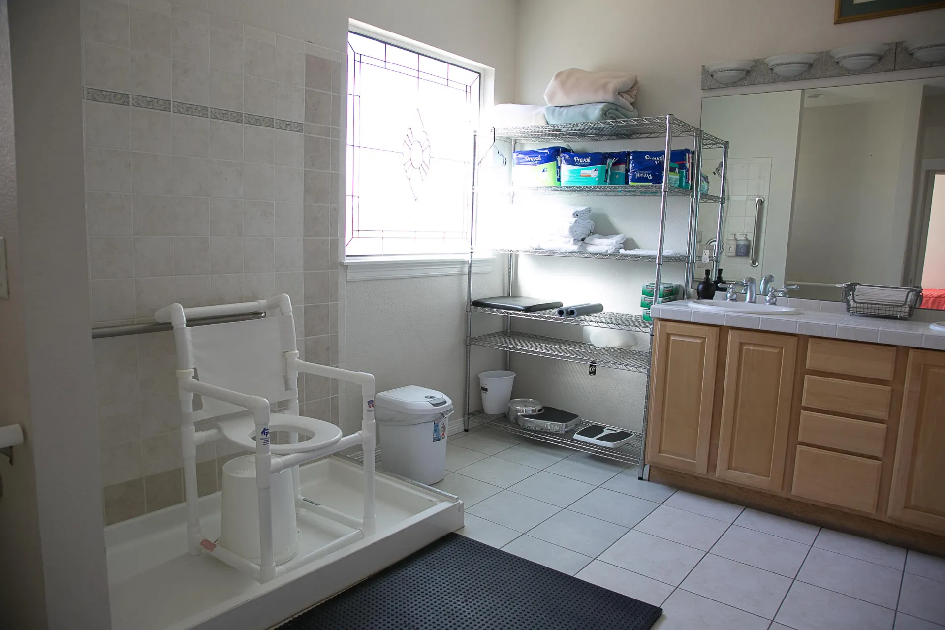 Our second bathroom with assistive equipment.